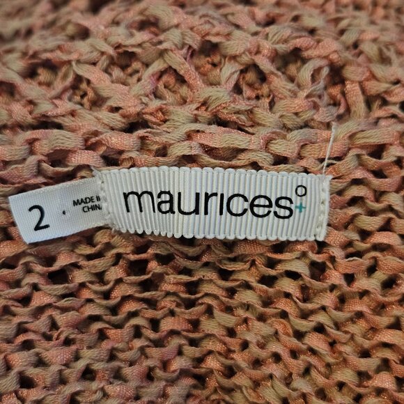 Maurices Sweater Tunic Womens XL  Pink Tan Ribbon loose knit Layer Hippie boho - Picture 9 of 9